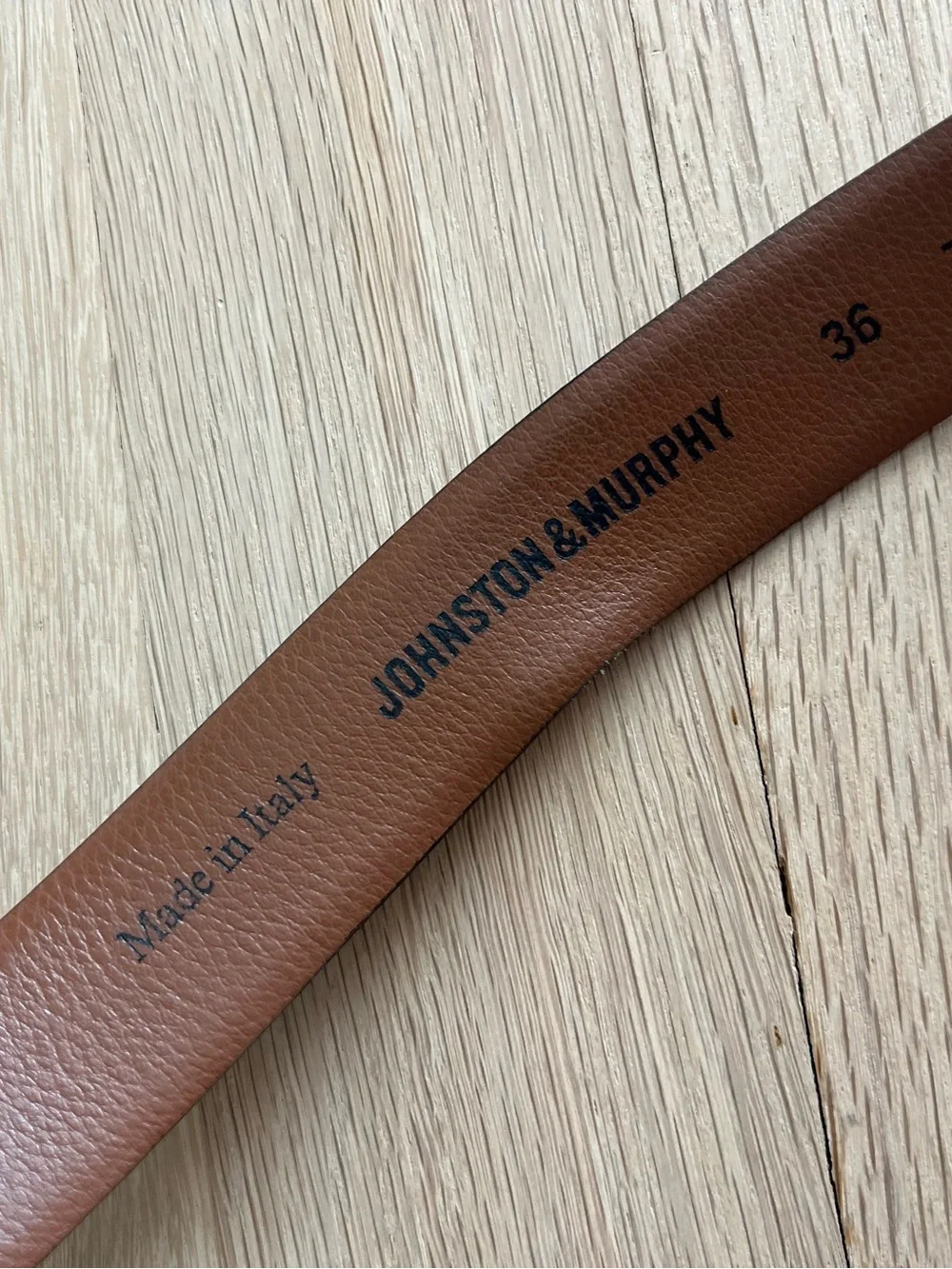 Johnston & Murphy Cognac Brown Perforated Leather Belt with Silver Buckle